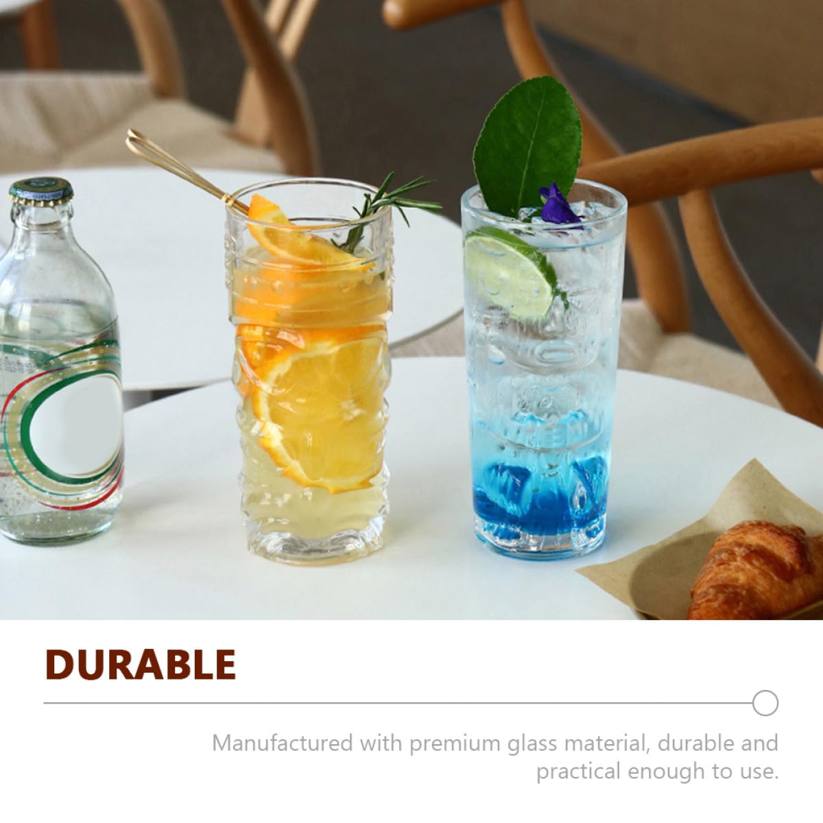 Zerodeko 2 Tazas de Vidrio Transparente Diseño de Rostro Creativo, Copas de Vino Modernas para Fiestas y Bar, Vaso para Beber Tótem de Personalidad, Aptas para Hogar y Reutilizable