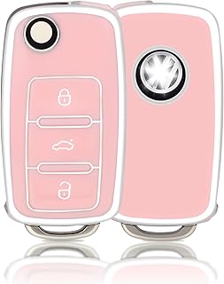 OFFCURVE Car key case, key cover, key case, key case, key case, 3 buttons, fits VW Volkswagen Up Caddy Jetta Golf 4/5/6 Polo Scirocco Multivan T5 Sharan Skoda Seat