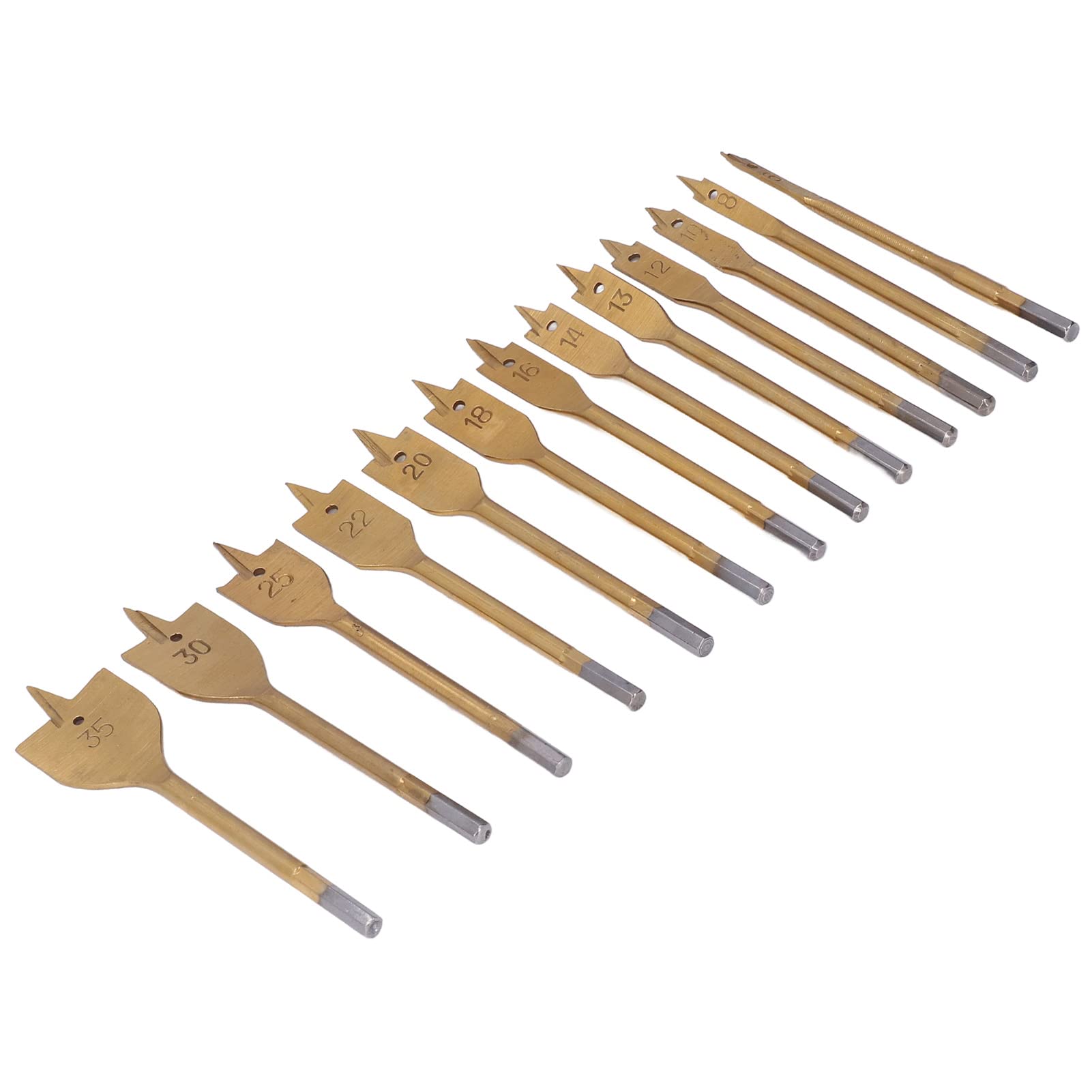 13Pcs Woodworking High Carbon Steel Spade Drill Bit Set Hole Cutter for Various Drilling Needs