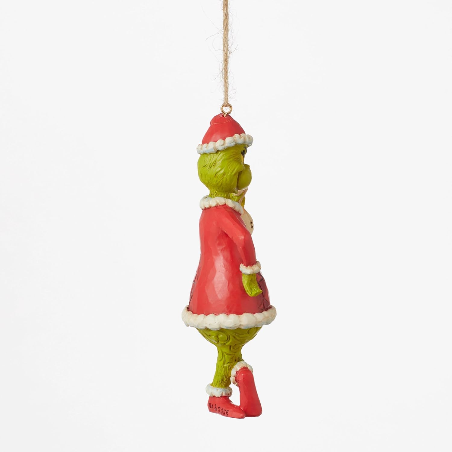 Enesco Dr. Seuss Grinch by Jim Shore Santa Grinch with Bag of Coal Hanging Ornament, Stone Resin Hand Crafted Collectible Christmas Tree Ornaments Home Decor Collection Gift, 5.12 Inch, Multicolor