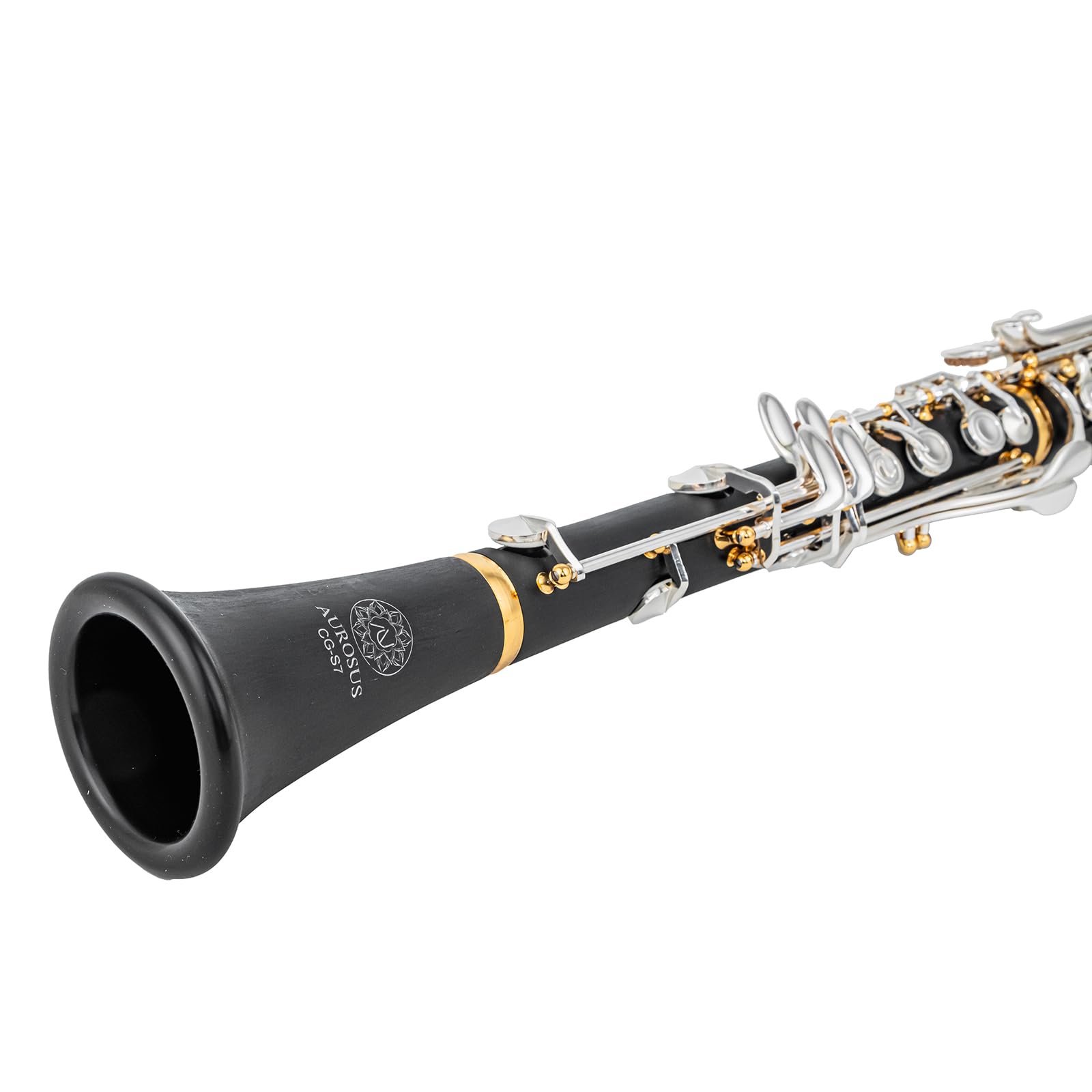 CG-S7 Clarinetto Sib Plateau a Fori Chiusi - Clarinetto Soprano a Fori Coperti in ABS, 17 Chiavi Nichel-Argento e Colonnine Dorate, per Mani Piccole, Sassofonisti e Disabili