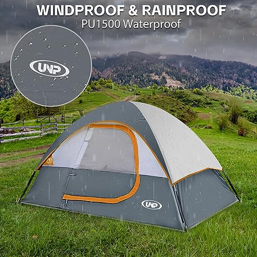 Image of Camping Tent 2-4 Person, Waterproof Windproof Tent with Rainfly Easy Set up-Portable Dome Tents for Camping