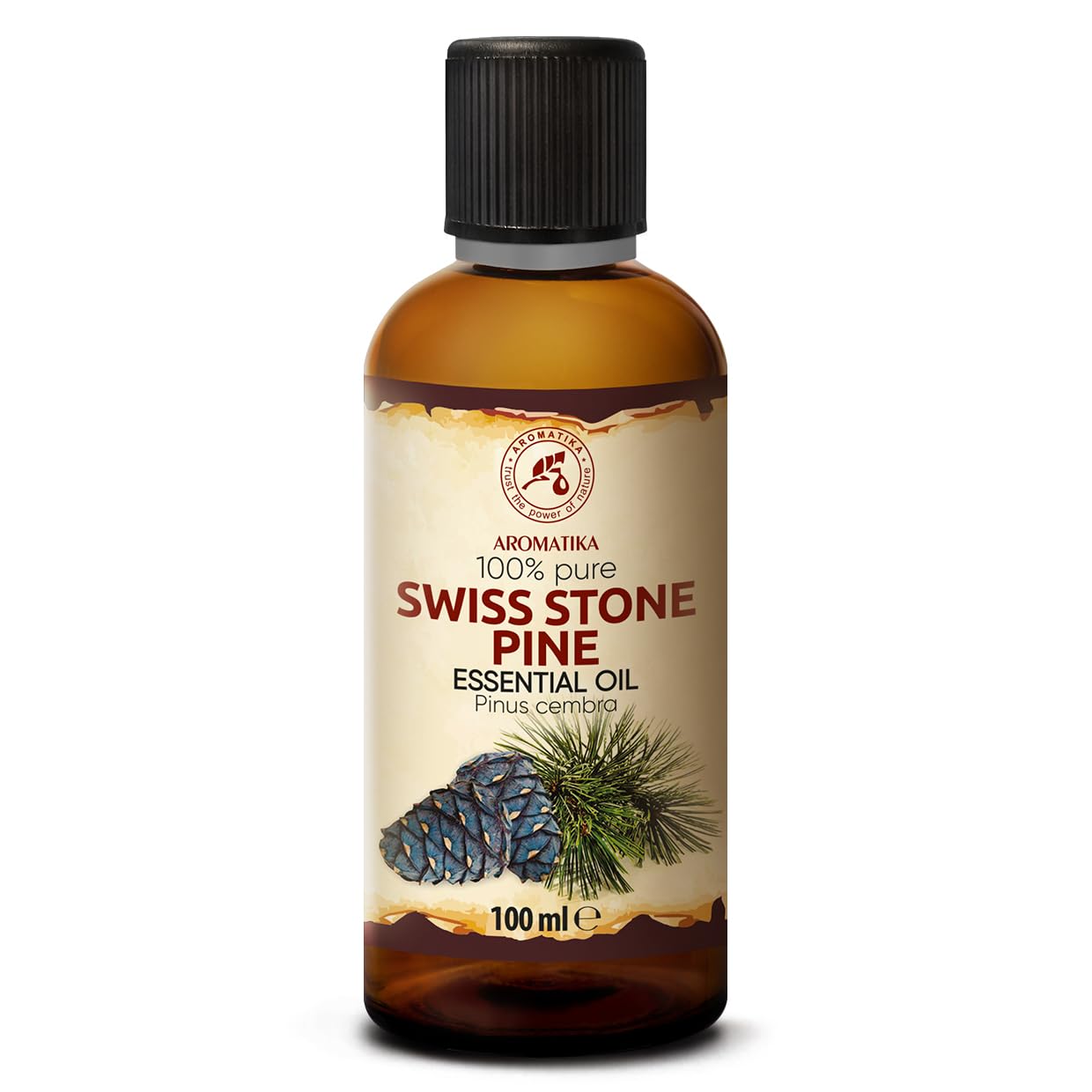 Olio Essenziale di Pino Svizzero 100 ml - Pinus Cembra - Svizzera - 100% Puro & Naturale - Aroma di Conifere - Olio Essenziale di Pino Cembro per Diffusori - Aromaterapia