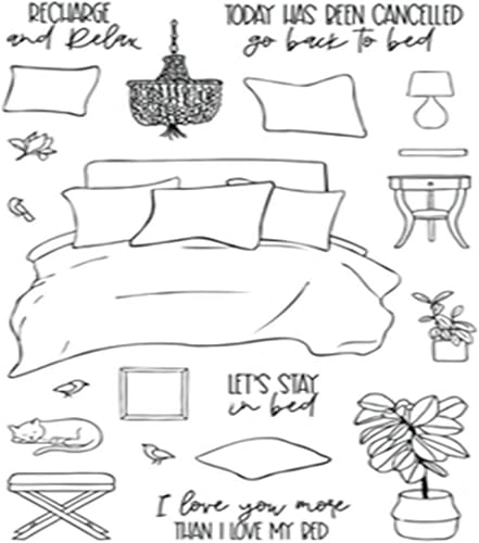 Miniatura 3 de Juego de sellos y troqueles transparentes de cama y gato para hacer tarjetas, plantillas de corte troquelado para álbumes de recortes, álbum de