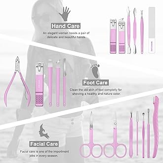 Manicure Set Professional Pedicure Kit Nail Clippers Kit - 18 Pcs Nail Care Tools - Grooming Kit with Luxurious Upgraded Travel Case (Purple)