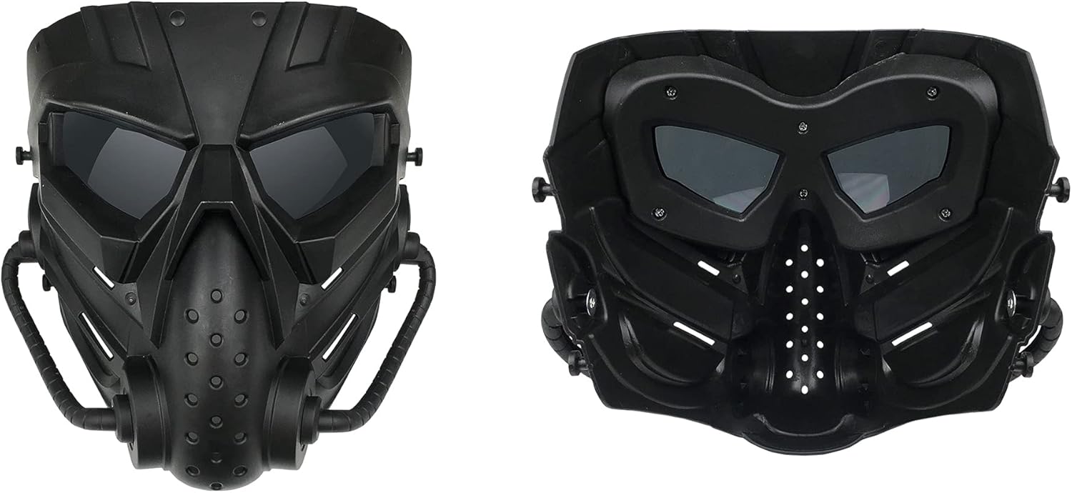 Senmortar Airsoft Mask Full Face Skull BK & Gray Masks Tactical Protection for Halloween Airsoft Hunting Cosplay Party Shooting CS Game : Sports & Outdoors