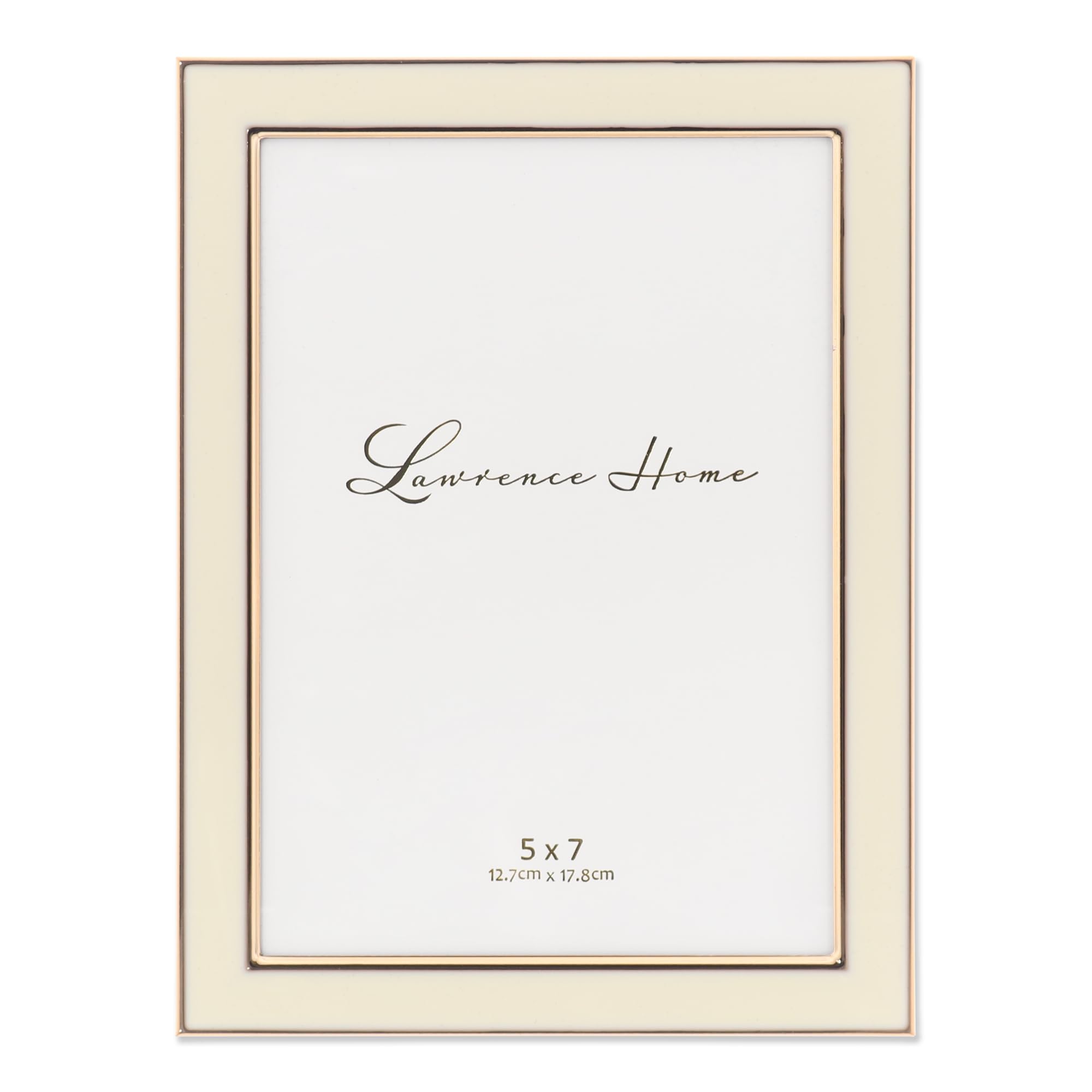 Lawrence Frames Metal and Enamel Picture Frame, Ivory, 5x7