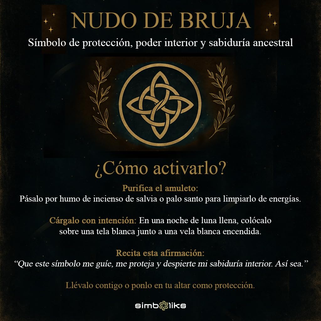 SIMBOLIKS Collar Nudo de Bruja, Sal negra, poderoso amuleto para repeler hechizos Amuleto de Protección brujería, Nudo Celta Triqueta Trinidad Joyería para Mujeres Amuleto de la Suerte y Protección
