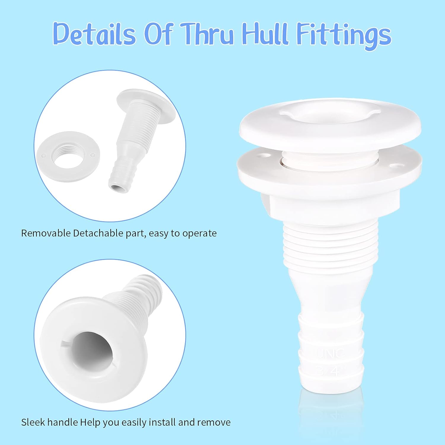 2 Pieces Thru Hull Fitting Plastic Thru-Hull Connector Fitting White Straight Thru-Hull Fittings Thru-Hull Bilge Pump Drain Vent Hose for Interior Diameter Hose Boat Yacht Sail RV Truck : Sports & Outdoors