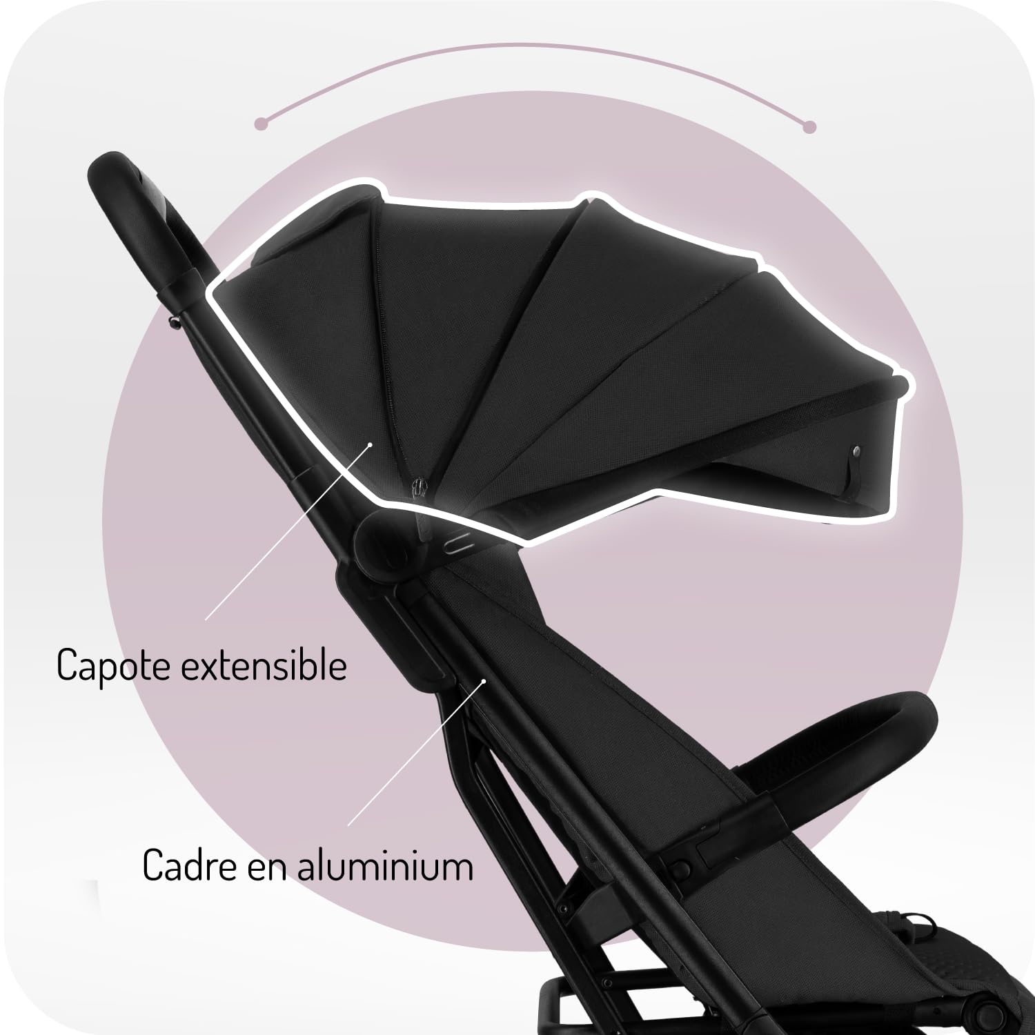 MoMi ANDREA Poussette Compacte Pliage Automatique Jusqu'à 22 kg | Harnais 5 Points, Roues EVA Increvables, Capote UPF 50+, Sac à Dos, Porte-Gobelet, Moustiquaire et Habillage Pluie