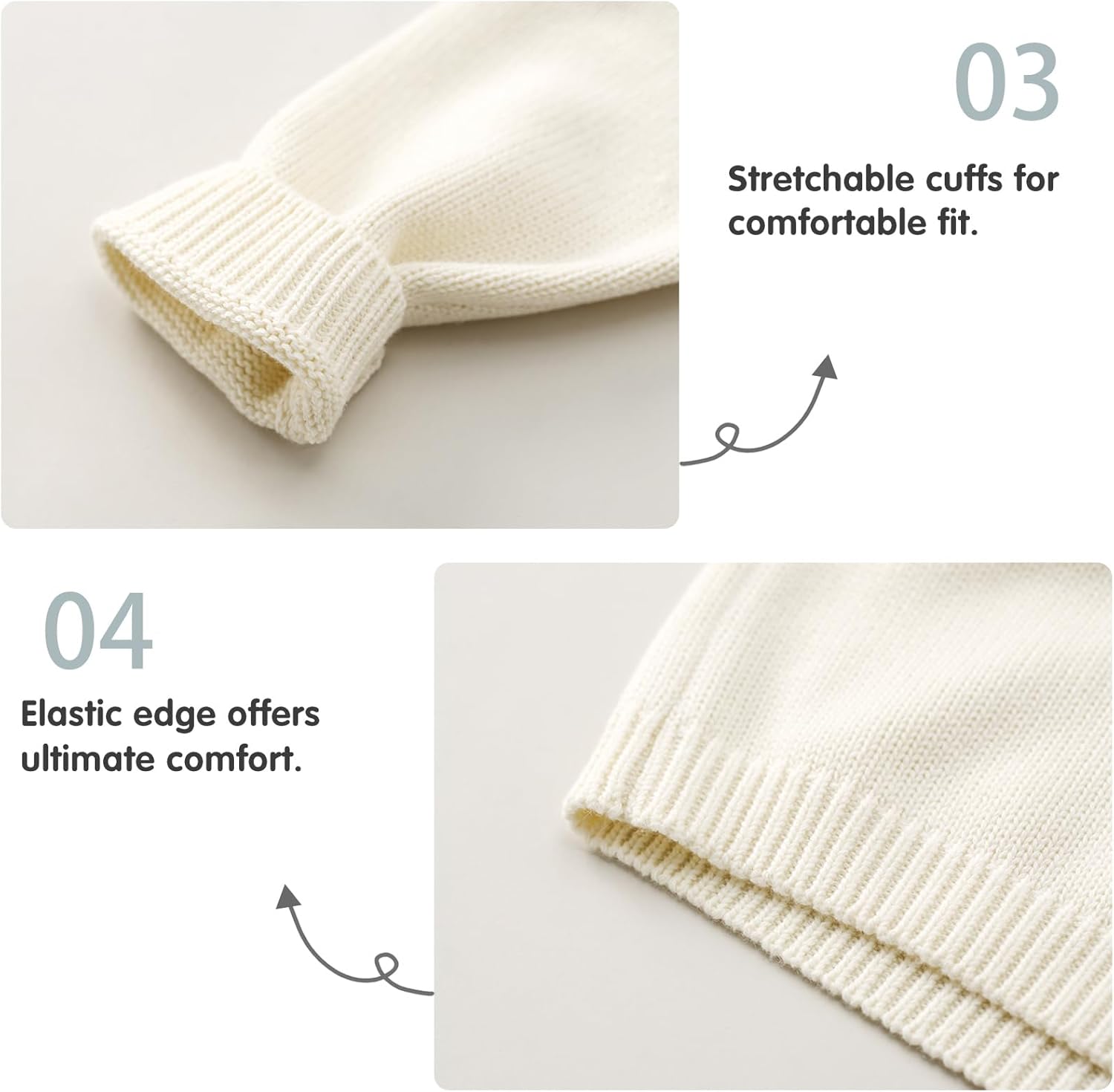 pureborn Baby Toddler Boys Girls Pullover Sweater Cotton Knit Button Closure Sweaters - Image 5