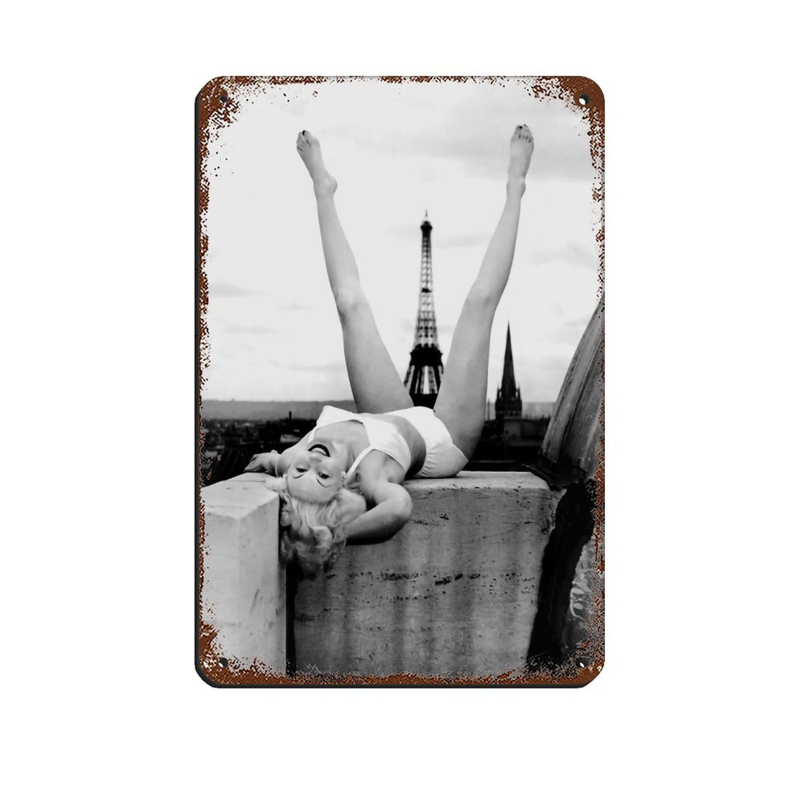 Eiffel Tower, Fashion Poster,coquette Room Retro Poster Metal Tin Sign Chic Art Retro Iron Painting Bar People Cave Cafe Family Garage Poster Wall Decoration 8x12inch(20x30cm)