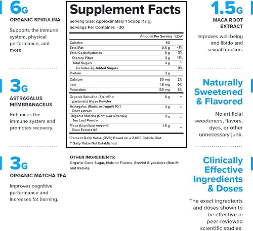 Miniatura 2 de LEGION Genesis Greens - Polvo Super Greens con espirulina orgánica y matcha - Suplemento diario de superalimentos verdes con adaptógenos para