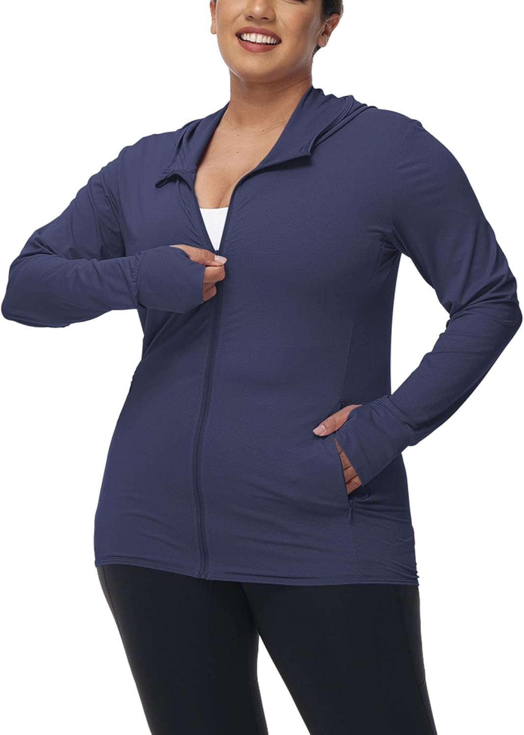 ArmoTex Women's Plus Size UPF 50+ Lightweight Athletic Hoodie Jacket Full Zip Long Sleeve Shirts Outdoor