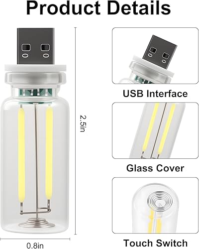 Miniatura 5 de 2 bombillas de luz nocturna USB para automóvil, luces ambientales para interiores de automóvil, regulables al tacto, mini USB retro, lámpara de