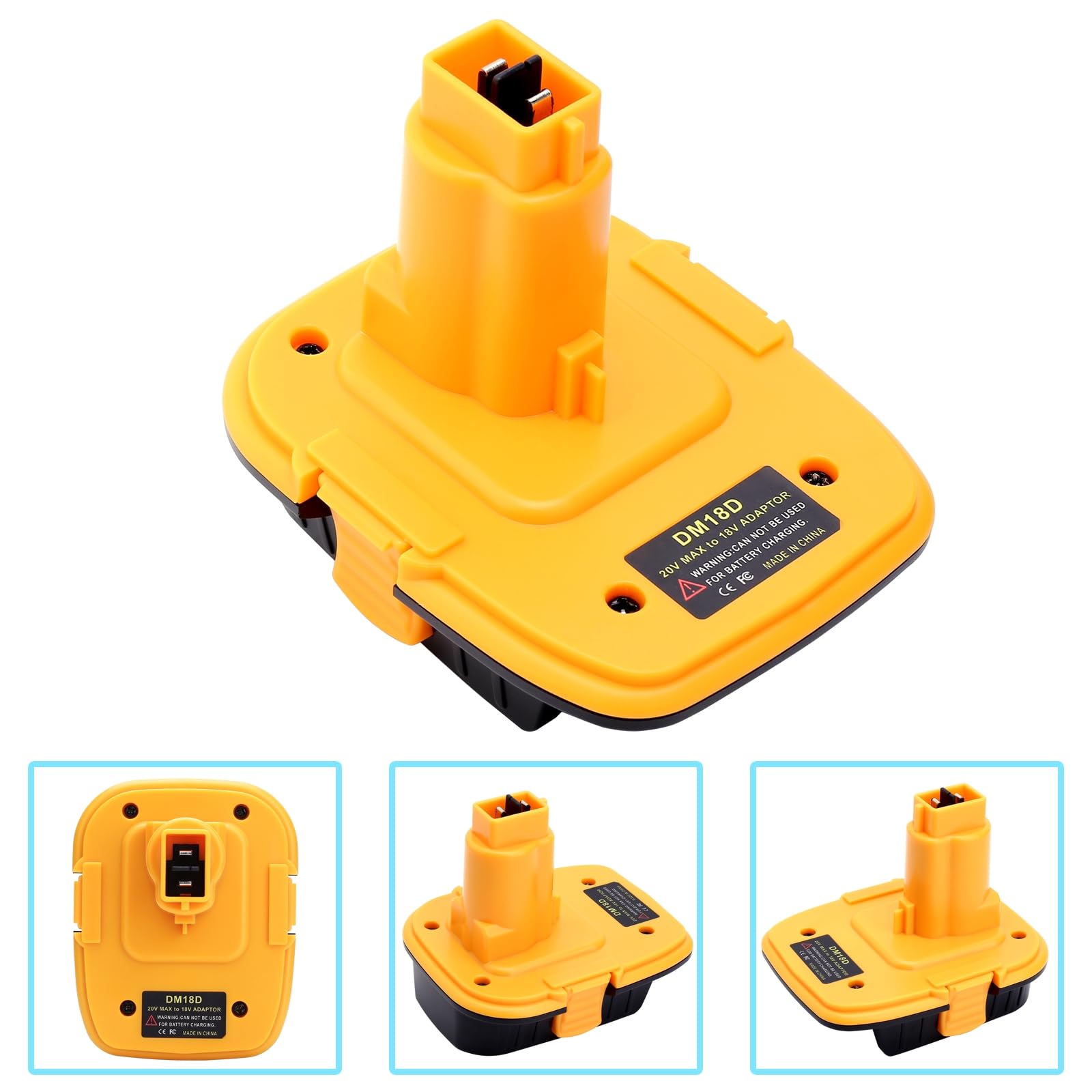 Paquete de 2 adaptadores de batería DM18D compatibles con herramientas Dewalt de 18 V, compatible con Dewalt de 20 V y compatible con batería de iones de litio Mil-waukee de 18 V convertida en