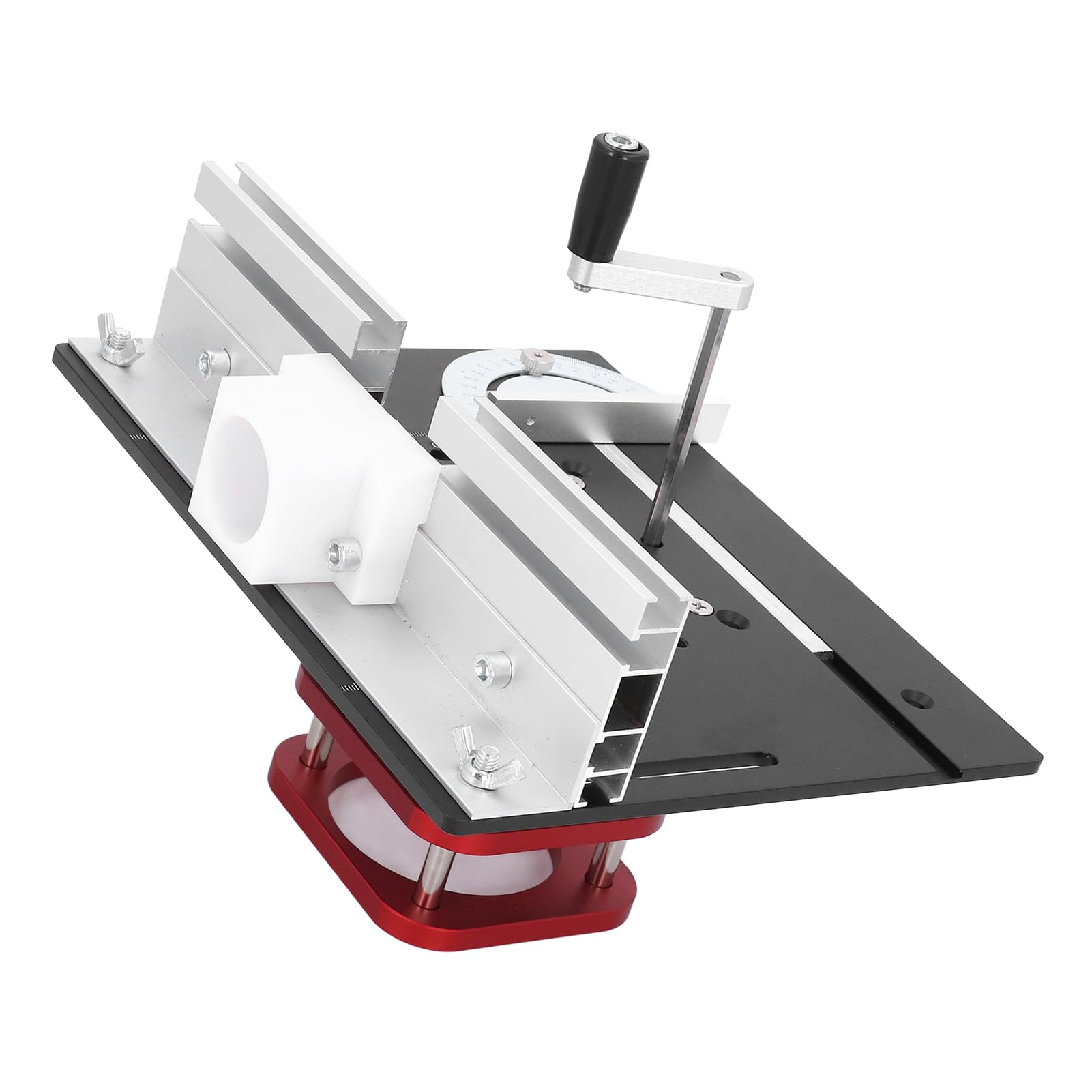 Generic Podstawa Podnośnika Routera Podstawa Stołu Routera ze Stopu Aluminium z 2-calowym Skokiem Podnoszenia Korba Ręczna Płytka 240x200 Mm do Stołu do Obróbki Drewna Użytkownicy Majsterkowicze