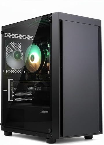 Zalman T3 Micro ATX Case, MATX PC Case with 2 x 120mm Fans Pre-Installed, Full Tempered Glass Side Panel, Compact Mini Tower Gaming Computer Chassis