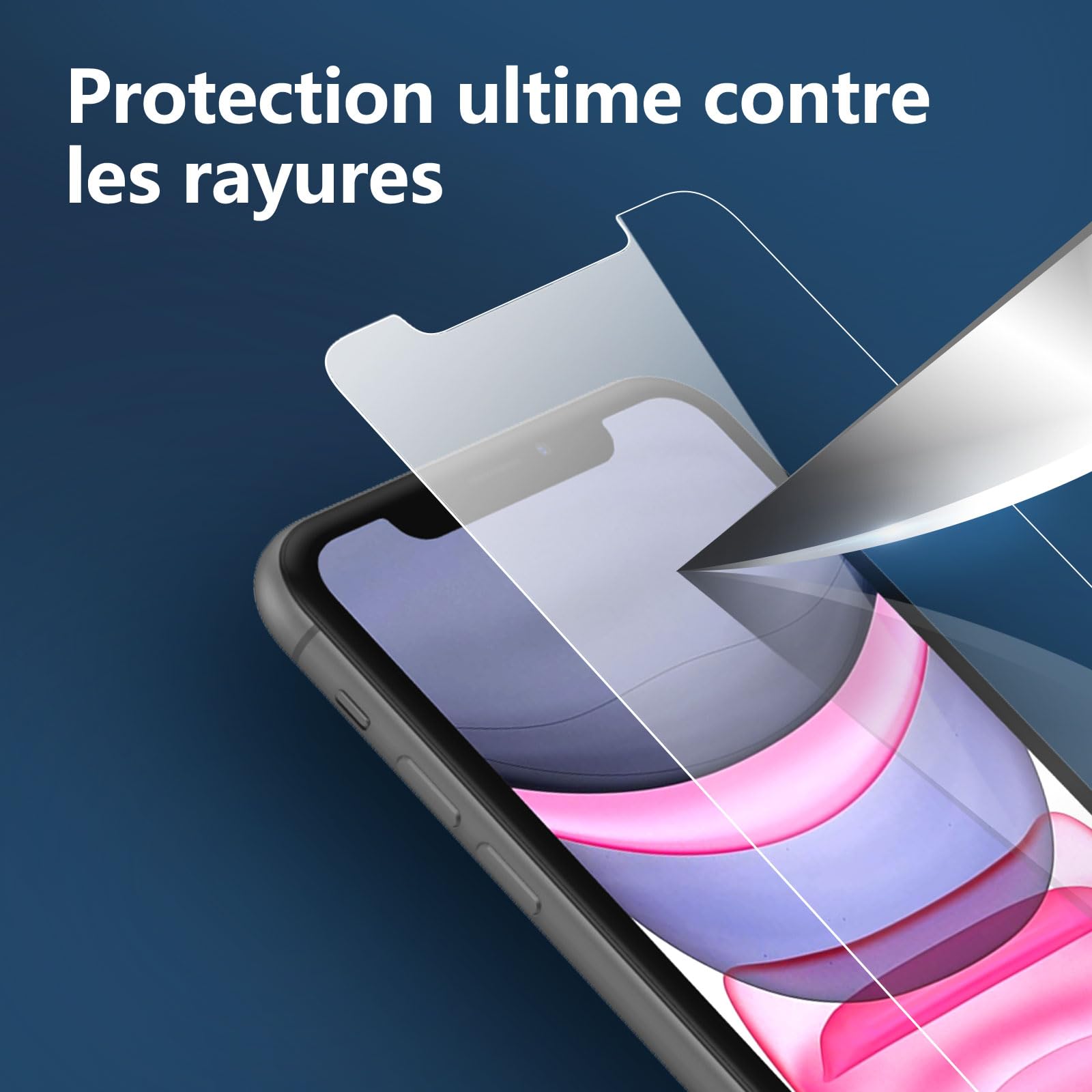 NEW'C Lot de 2, Verre Trempé pour iPhone 11 et iPhone XR, Film Protection écran - Sans Bulles d'air -Ultra Résistant (0,33mm HD Ultra Transparent) Dureté 9H Glass - 5