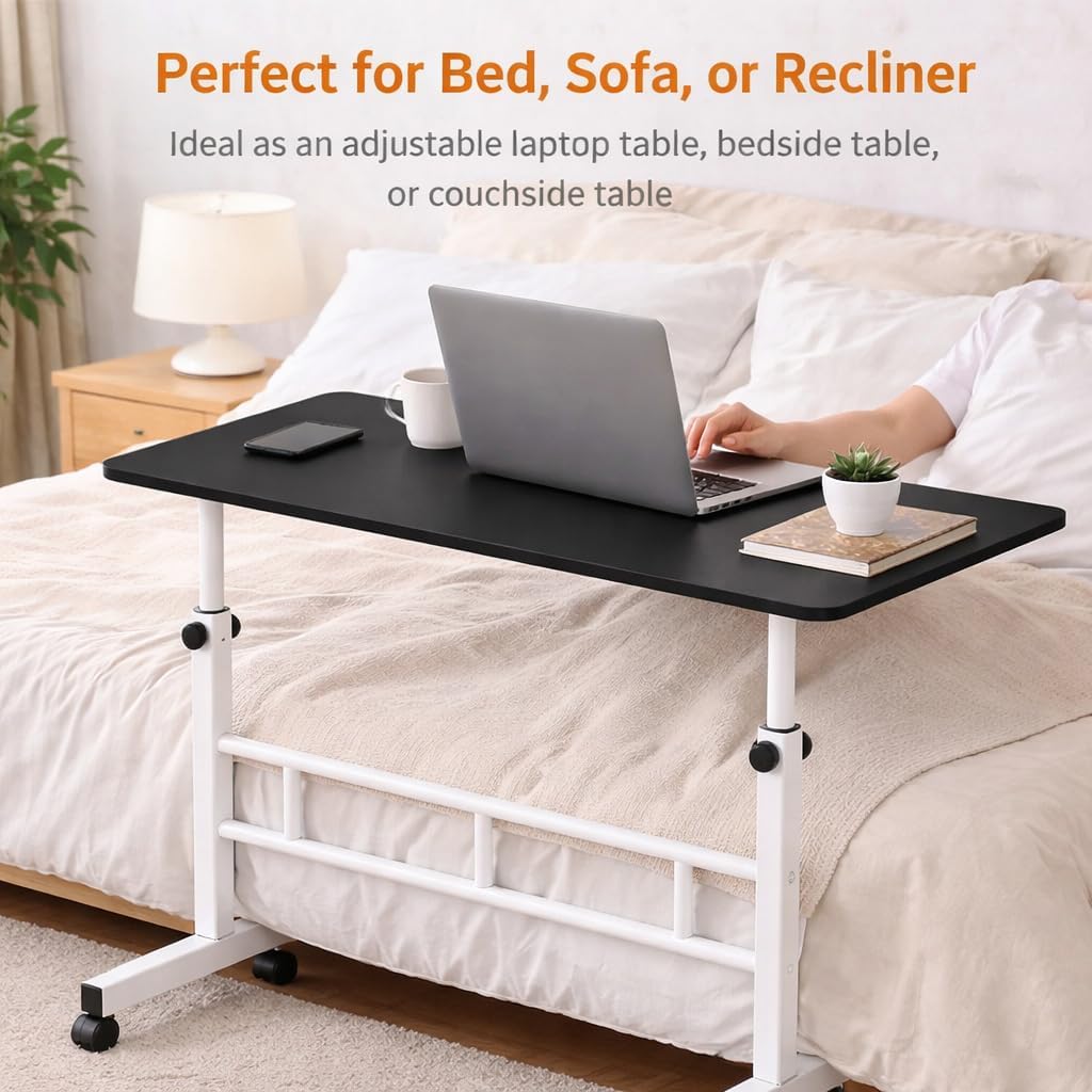 WSA Standing Desk Adjustable Height with Lockable Wheels 32 Inch Mobile Sit Stand Desk for Home Office Rolling Laptop Computer Table Portable Small Workstation for Walking Pad & Treadmill