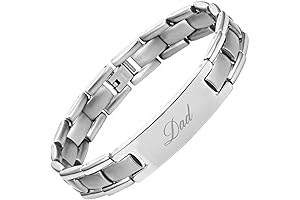 Sterling Silver Engraved Dad Bracelet - Personalized Bracelet For Dad From Daughter...