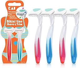 Kai Bikini line Japanese Razor for Women with Aloe Vera and Vitamin E Moisture Strip - Pack of 2 (4 Pieces)