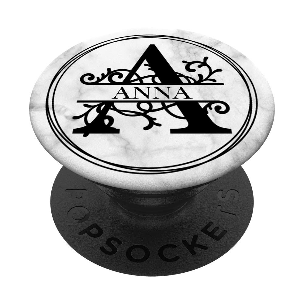 Anna Personalized Name White Marble Pop Socket For Girls