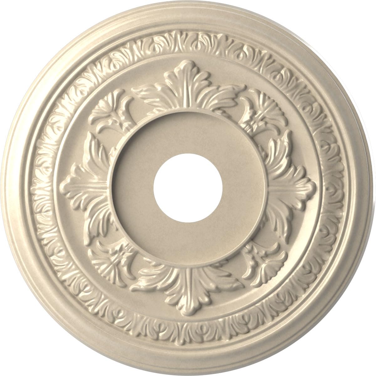 Ekena Millwork CMP19BAEPE Baltimore Thermoformed PVC Ceiling Medallion (Fits Canopies up to 7 3/4"), 19"OD x 3 1/2"ID x 1"P, Universal Metallic Pearl Mist