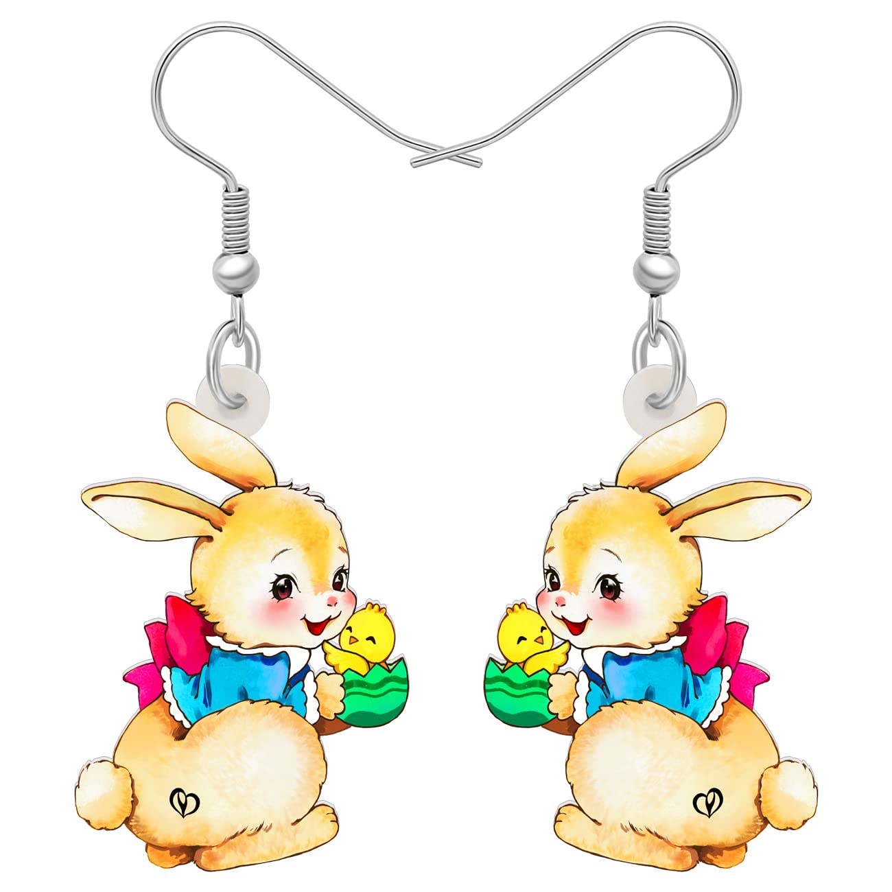 Boucles D'oreilles Acrylique DOWAY Pâques - Design Lapin Et œufs - Cadeau Fun Pour Femmes Et Filles