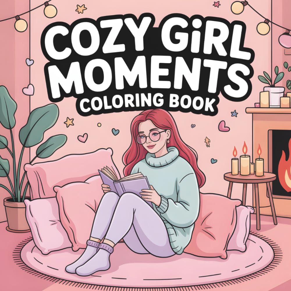 Cozy Girl Moments Coloring Book: Featuring Cute Daily Activities for Relaxation and Stress Relief