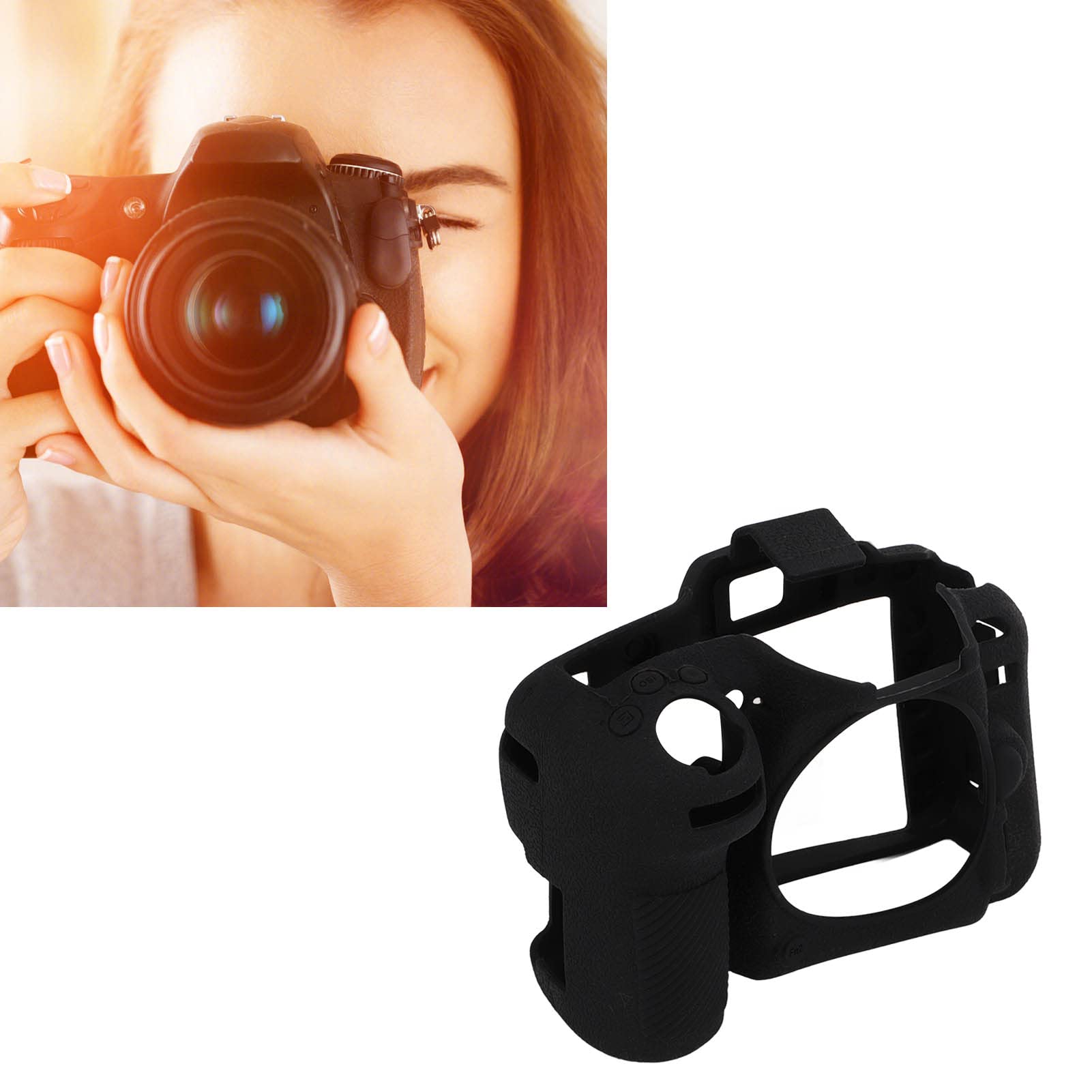 AstraLoom Custodia per fotocamera in silicone per copertura protettiva morbida Scocca Struttura ad alta elasticità Superficie Resistente Lavabile Antigraffio Nero