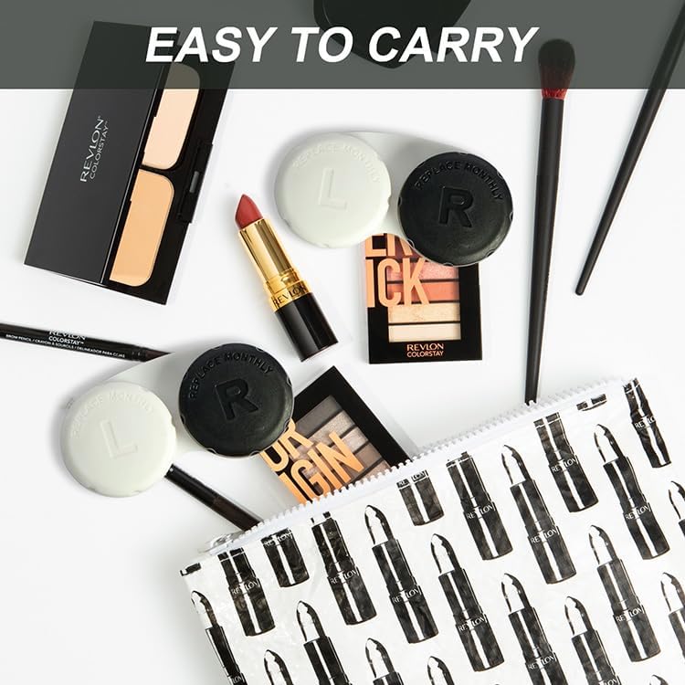 Miniatura 5 de Funda para lentes de contacto, estuche de contacto blanco y negro, 2 piezas, kit de inmersión, contenedor de soporte para el hogar, oficina,