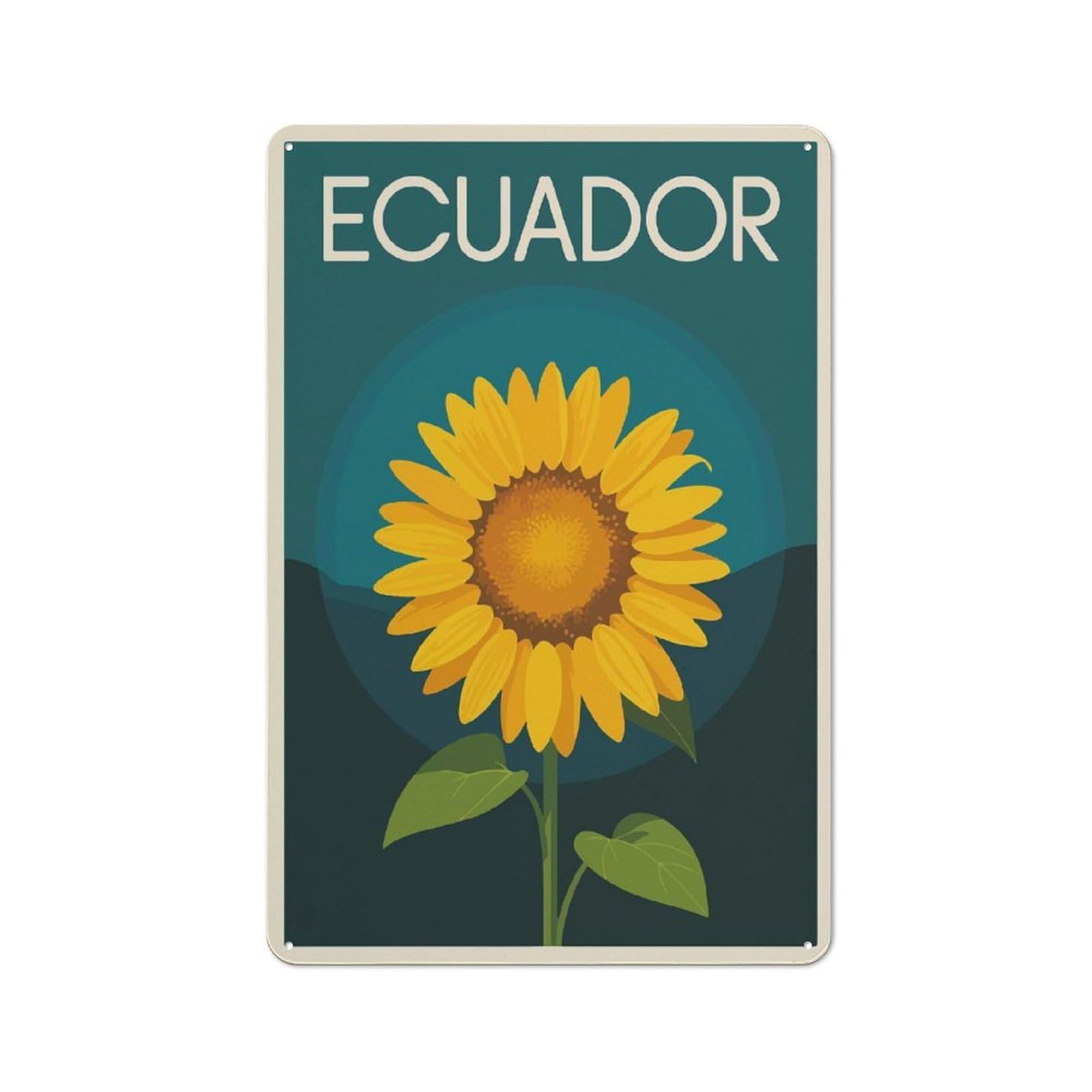 Junmoney Ecuador Sunflower Travel Rustic Metal Sign 30X20cm For Café Or Restaurant, Suited To Café Owners And Decorators