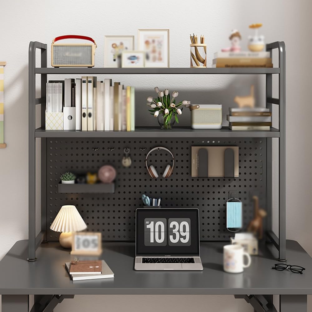 DIY Schreibtisch-Bücherregal, Metallstruktur, Aufbewahrungsregal, Computertisch, Bücherregal, schwarz, 55 x 20 x 98 cm, stilvolles Heimbüro, modernes Design für Bücher und Dekoration