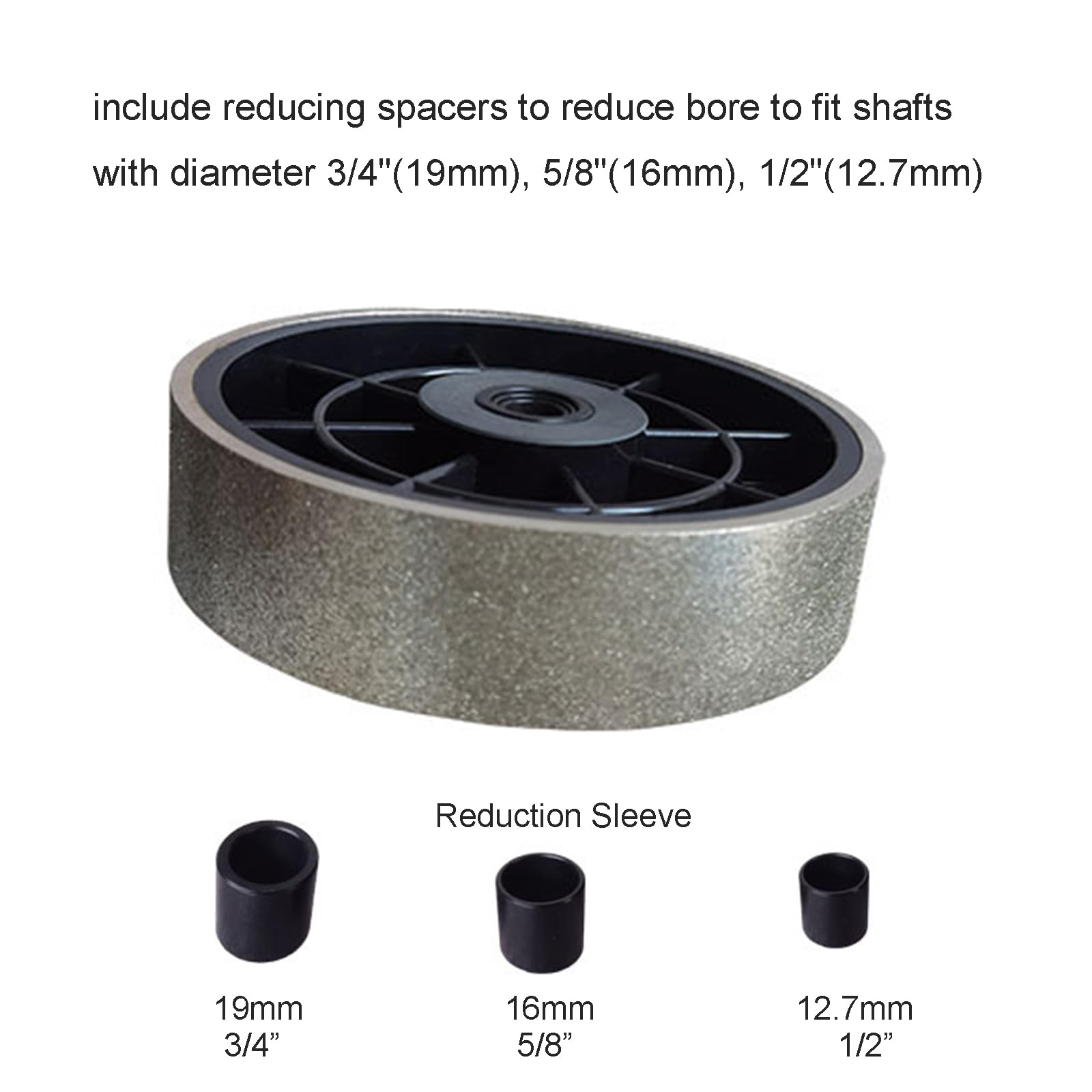 1 muela de diamante de 8" for pulido de gemas - Grano 600, eje de 1", compatible con diversos materiales duros