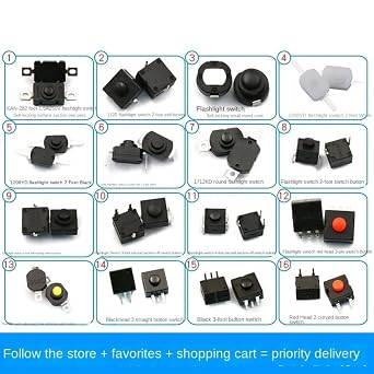 V TELESKY 10PCS KAN-28 Flashlight Switch Self-Locking Patch/in-line Switch Accessories Button Power Switch (1010X KAN-10A)