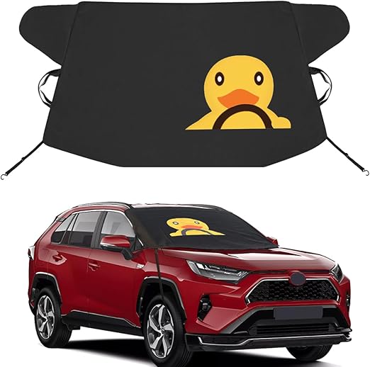 Windshield Snow Cover, Toughest Car Frost Protector for Ice & Sleet, Weatherproof for Winter, Includes Anti-Theft Straps, Freeze Protector for Auto Car Truck Van SUV, Wide Size, Black