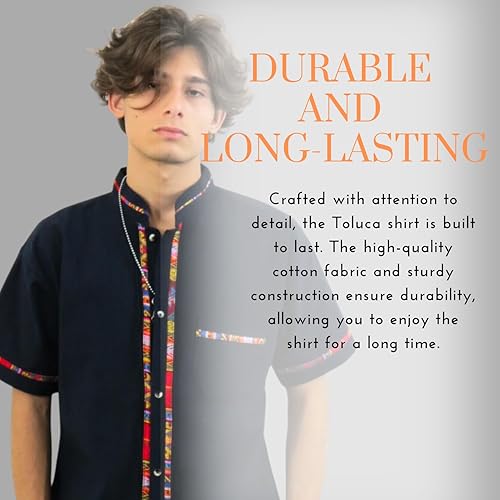 Miniatura 6 de Camisa tradicional mexicana Toluca para hombre, estilo guayabera, camisas para hombre, para verano, casual, cultural y boda