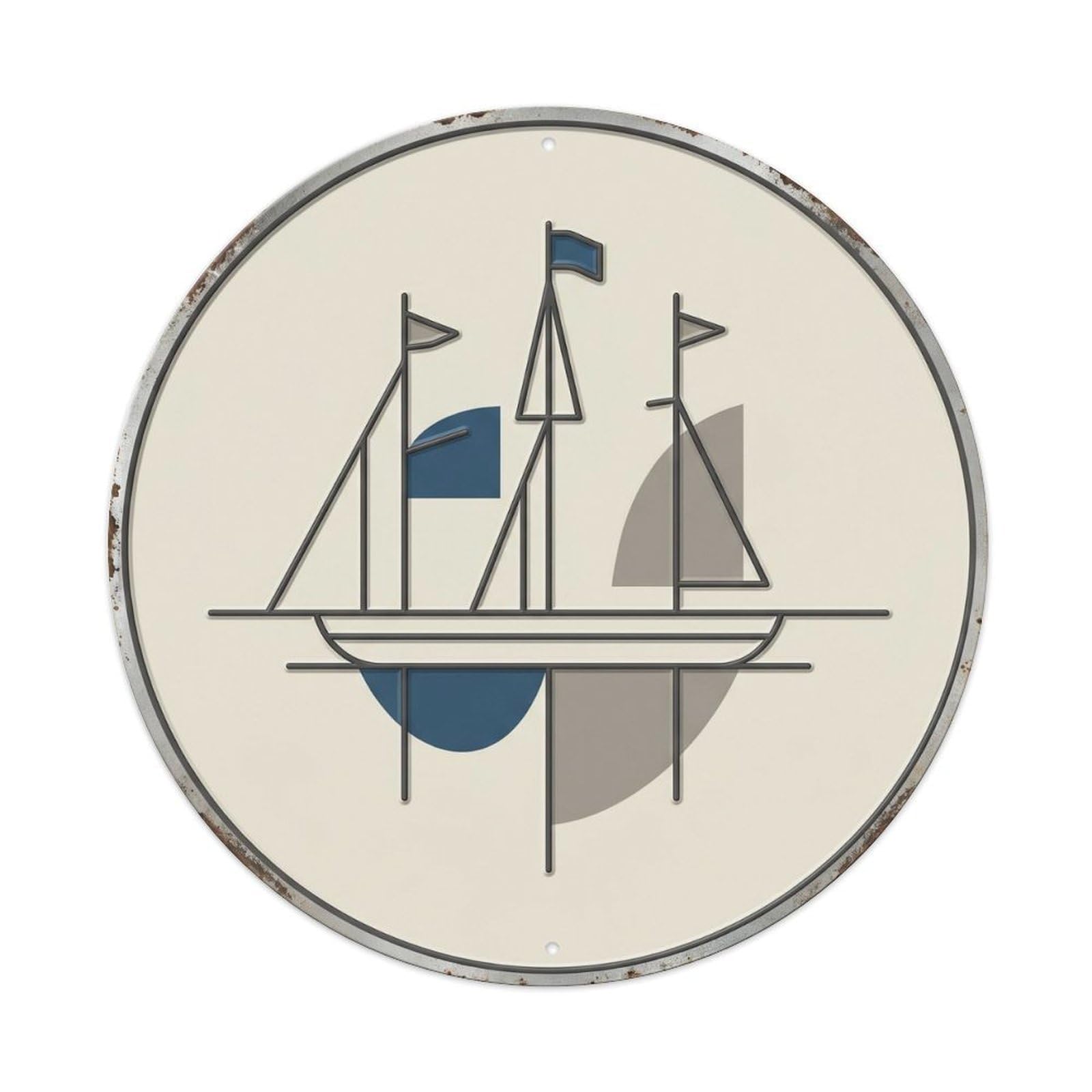 Cork Minimal Harbor Travel Vintage Metal Tin Sign Plaque Wall Decor for Cafe, Club, Garden Round Metal Poster 8x8Inch