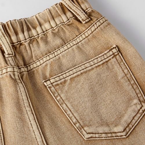 Girl's Y2K Star Applique Elastic High Waist Jeans Wide Leg Loose Denim Pants Raw Hem Hip Hop Streetwear Denim Jeans Trendy3