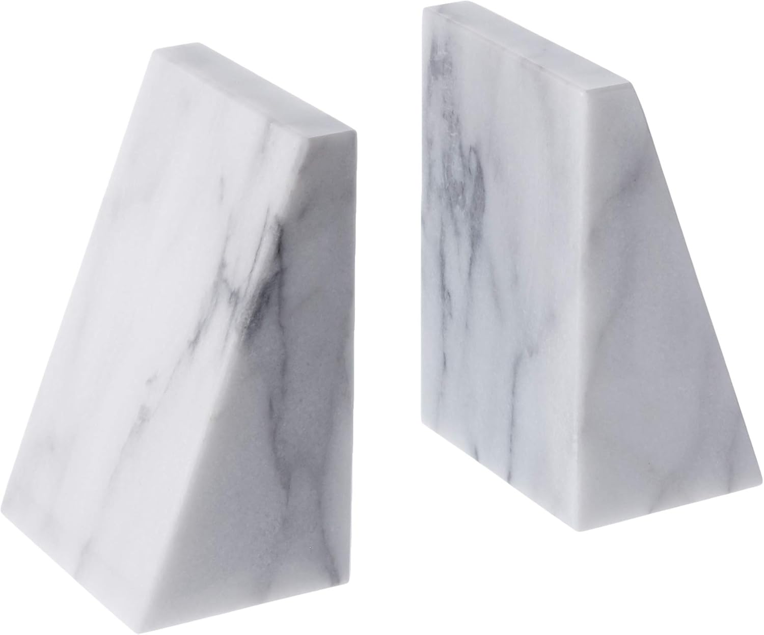 Fox Run Triangular 100% Natural Polished White Marble Bookends 4 x 3 x 6 inches : Home & Kitchen