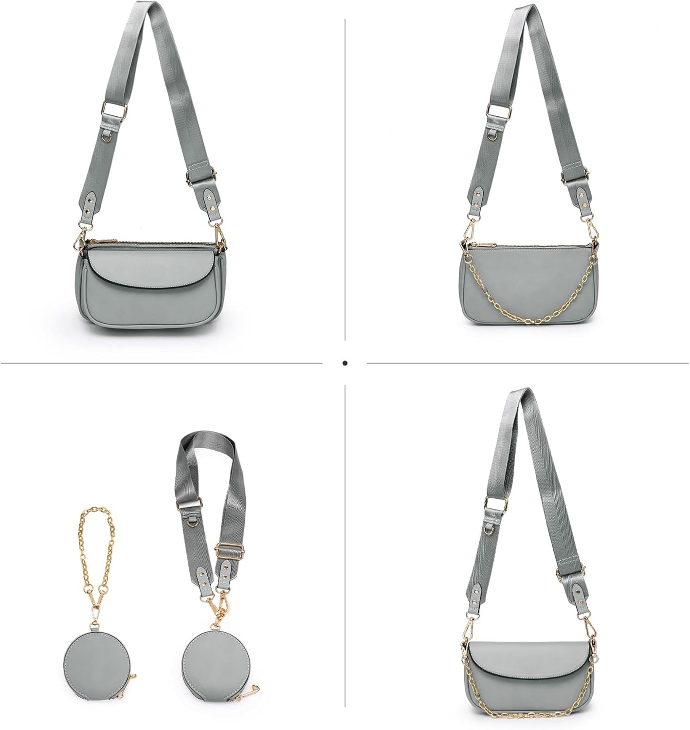 3pcs Crossbody Bags for Women PU Leather Shoulder Purse with Removable Strap Fashion Handbag for Daily Use - Image 5