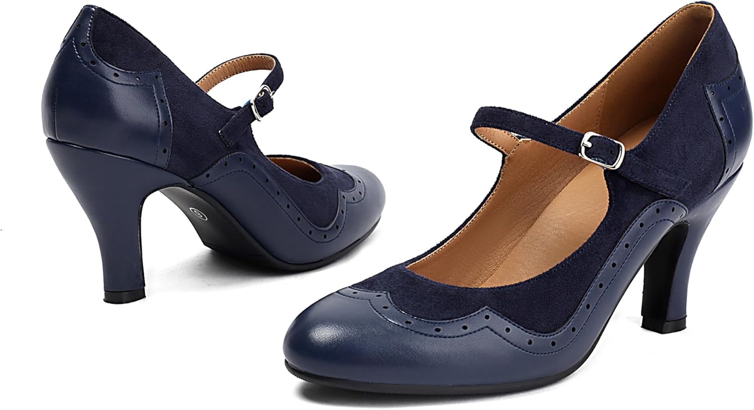 Women's Mary Jane Wingtip Rockability Close Round Toe Vintage 1950s Heels Oxford 1930s Ankle Straps Retro 1920s Victorian Pumps Shoes - Image 4