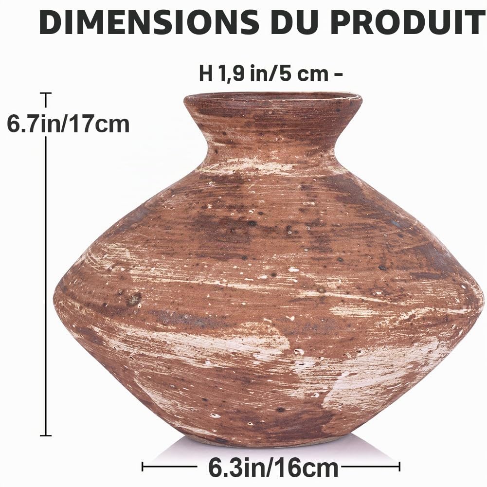 Vase rustique en céramique pour décoration d'intérieur (vase rustique - 03)