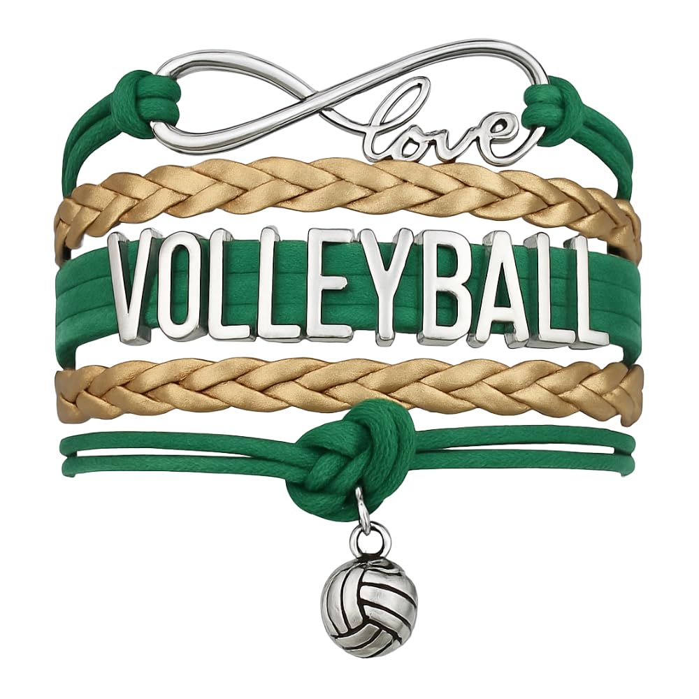 Volleyball Bracelets For Girls- Ideal Volleyball Gifts &amp; Souvenirs. Adjustable Charm Bracelet with Moveable Letters, Infinity Symbol &amp; Silver Volleyball Charm. Fashionable Bracelets by SportyBella.