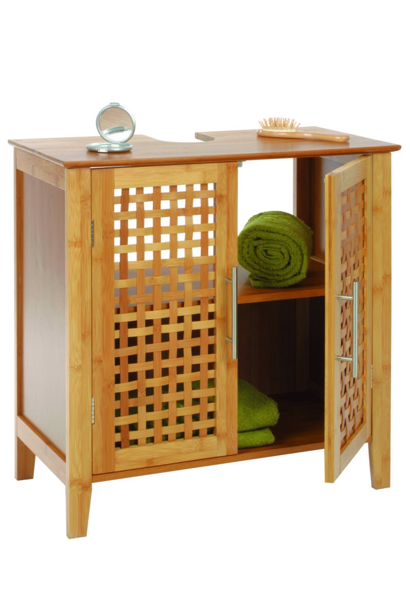 Bamboo under sink/basin storage cabinet.