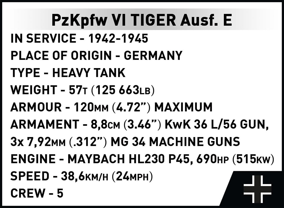 COBI PzKpfw. VI Tiger, 70 cm (Länge) x 30 cm (Breite) x 24 cm (Höhe), Dark Green