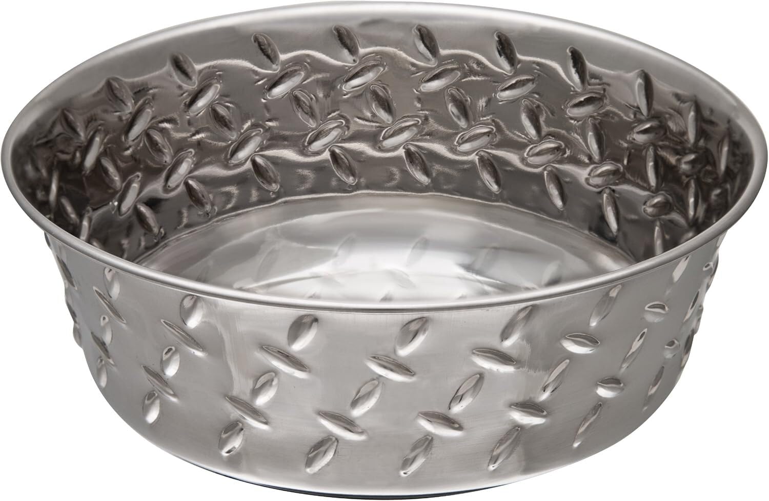 Loving Pets Ruff-N-Tuff Diamond Plated Dog Bowl Stainless Steel Heavy Weighted Dish - X-Large - 4.7 Litre