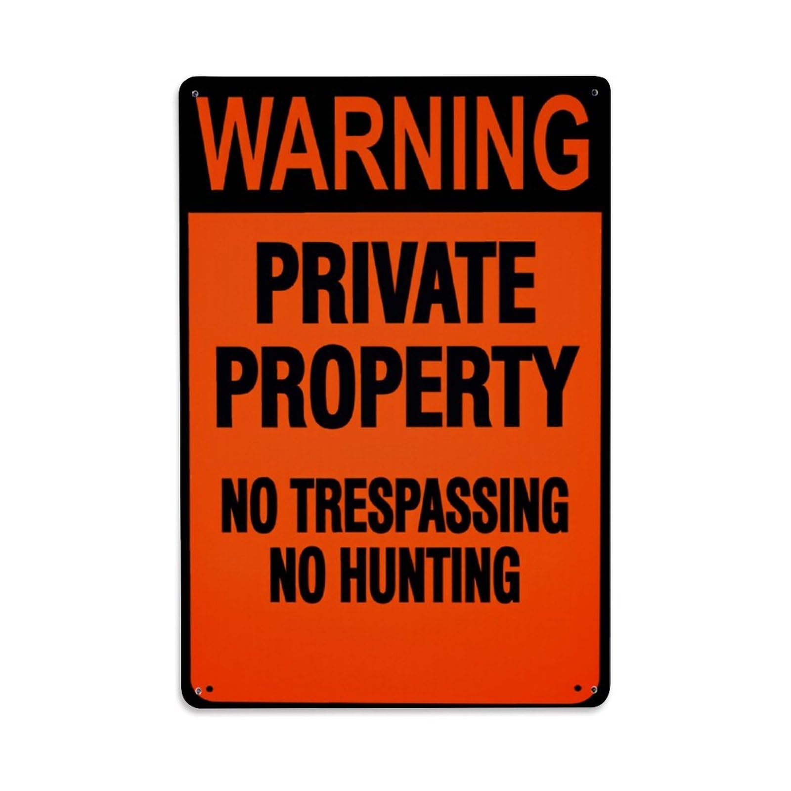 Enderetf Vintage Warning Private Property No Trespassing No Hunting Tin Sign Metal Poster, Home Bar Garage Man Cave Cafe Indoor & Outdoor Wall Decoration 8X12inches