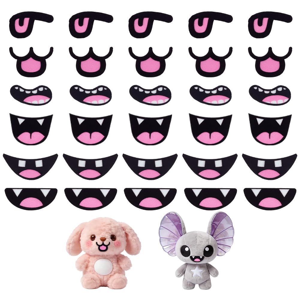 NBEADS 180Pcs 6 Styles Felt Mouth for Crafts, Pink Black Sew On Mouths Craft Puppet Mouths for Adults Crafts Puppet Bear Crochet Stuffies Plush Animals DIY Accessories